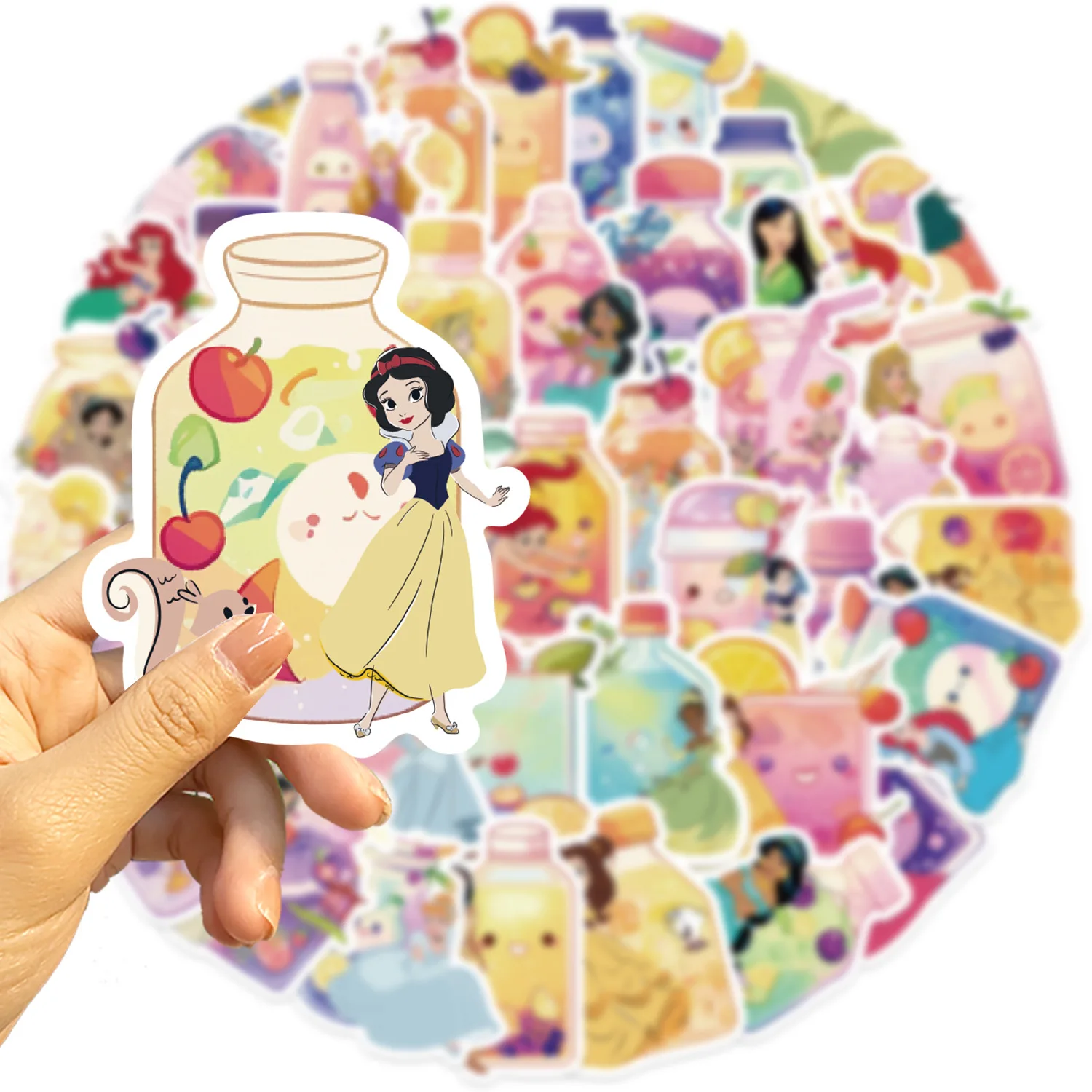 50 Uds. De pegatinas de película de dibujos animados de botella de agua de princesa de Disney, pegatinas impermeables para teléfono, portátil, equipaje, guitarra, cuaderno, juguete para niños - imagen 5