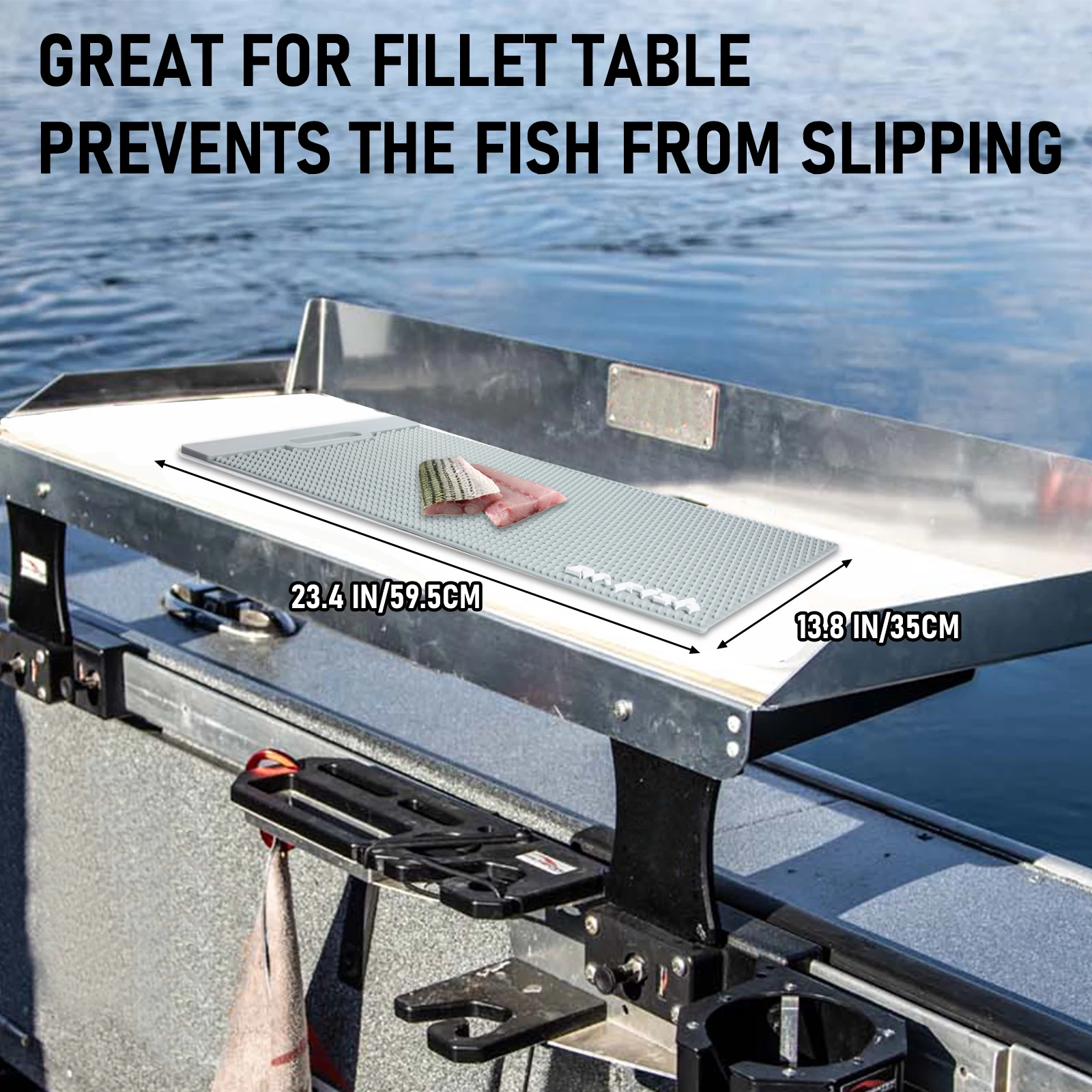 Tabla de cortar antideslizante para filetes de pescado, alfombrilla para filetes de pescado, empuñaduras de limpieza, fácil de filetear, tablero de corte de cebo resistente para mesa de filetes - imagen 5