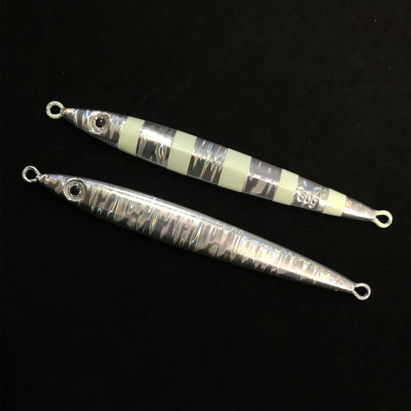 Señuelo de pesca en barco oceánico, Jigbait, 60g, 80g, señuelos artificiales fundidos a tierra, cola de pelo, captura de peces, 1 pieza, venta - imagen 2