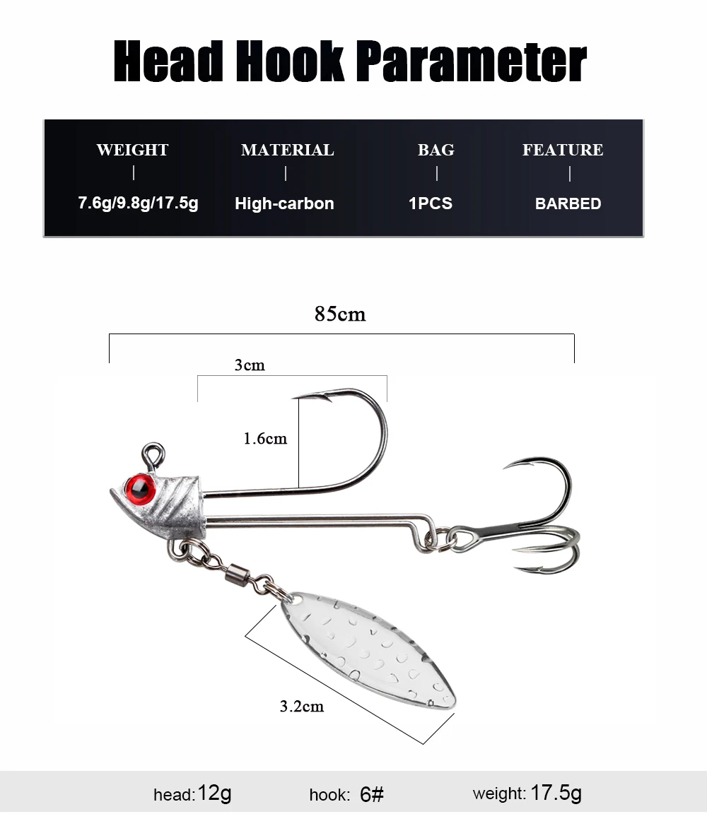 Este gancho de cabeza alta en carbono es perfecto para los pescadores que buscan durabilidad y rendimiento