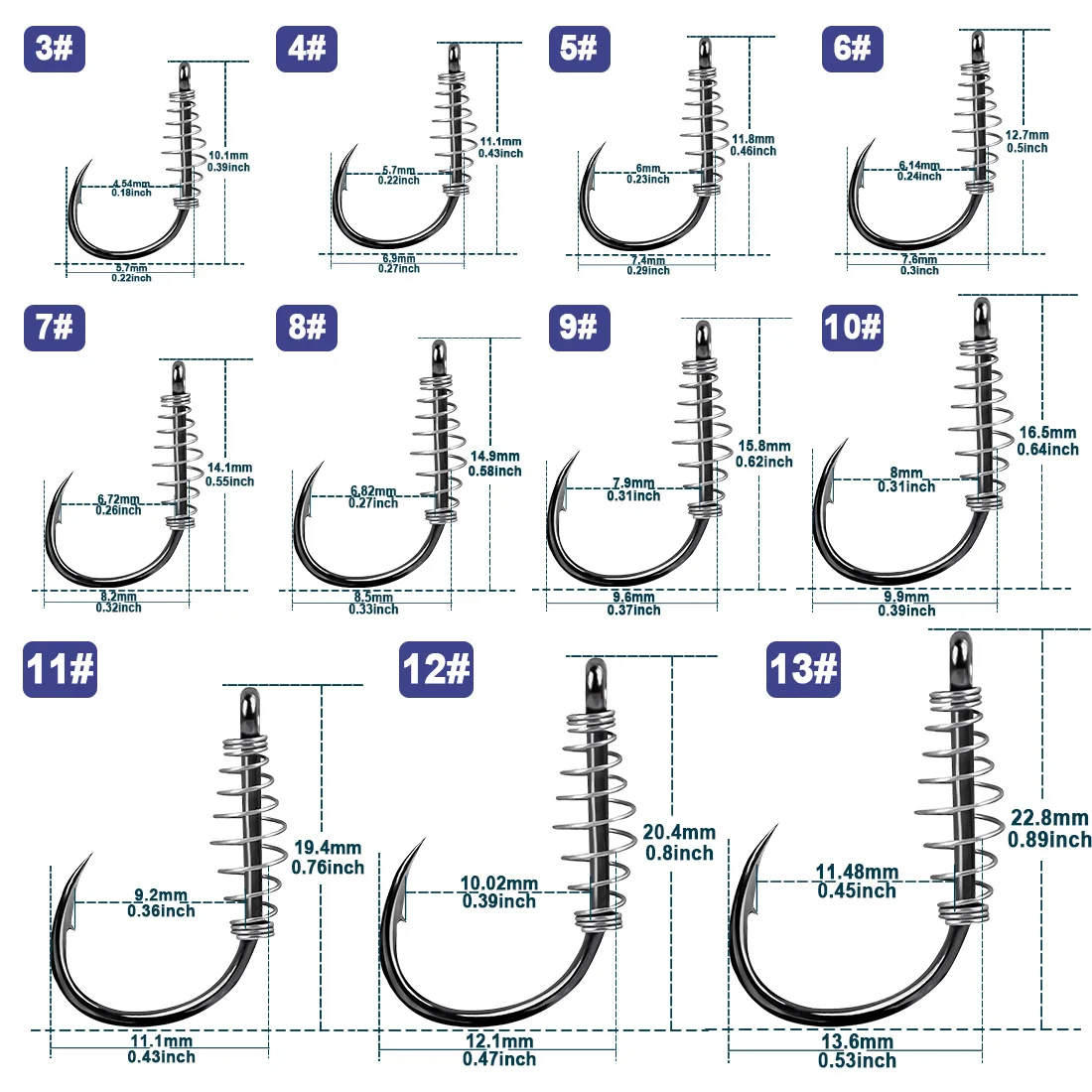 Anzuelos de pesca con resorte de 9KM, 20 ~ 80 Uds., anzuelo de carpa, anzuelo de cebo, anzuelo circular de pesca Extra fuerte para agua dulce - imagen 2