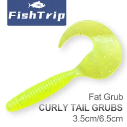 FishTrip 15 Uds señuelo de pesca Twister cola rizada larvas cebo suave Señuelos de Pesca cebo de silicona cebo de criatura Artificial