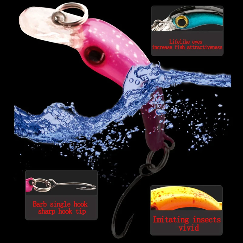 TAKEDO 8 unids/caja 1,5G 4CM señuelo de pesca Minnow cebo carpa Señuelos de Pesca Wobblers Jerkbait flotante Mini señuelo duro - imagen 3