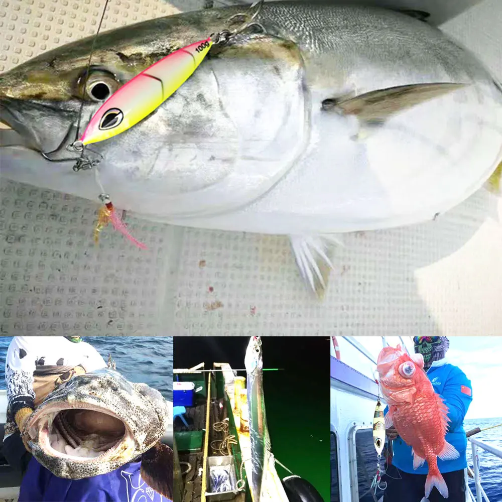 Señuelo de Pesca de plantilla lenta, cebo de Pesca que se hunde, de Metal que cae, Artificial, de agua salada, cuchara de fundición a tierra, 60g, 80g, 100g, 150g, 200g, 1 unidad - imagen 5