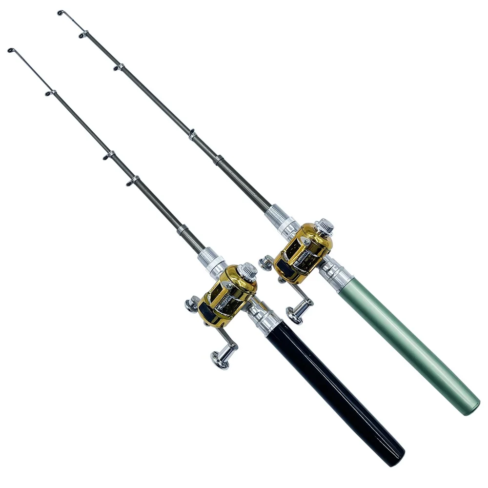 Mini caña de pescar telescópica de bolsillo portátil con forma de bolígrafo, caña de pescar plegable con rueda de carrete - imagen 4