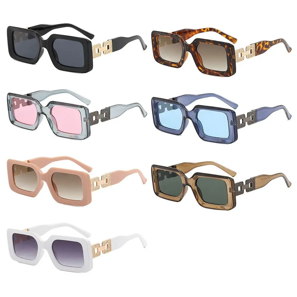 Gafas de sol Retro con protección UV y montura cuadrada para mujer, lentes de sol rectangulares a la moda, color negro, 2023 - imagen 2