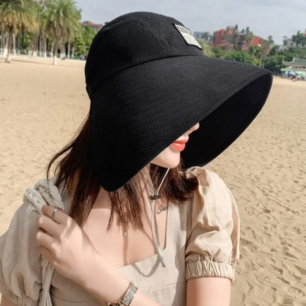 Visera de moda para mujer, sombrero de ala grande, protección solar, gorra de protección solar, protección UV transpirable, sombrero de verano para viaje - imagen 5