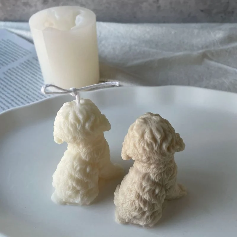 Molde de vela con cabeza de perro de peluche, forma de Animal bonita, hecho a mano, yeso para aromaterapia, jabón, molde de silicona, herramientas de decoración del hogar DIY - imagen 3