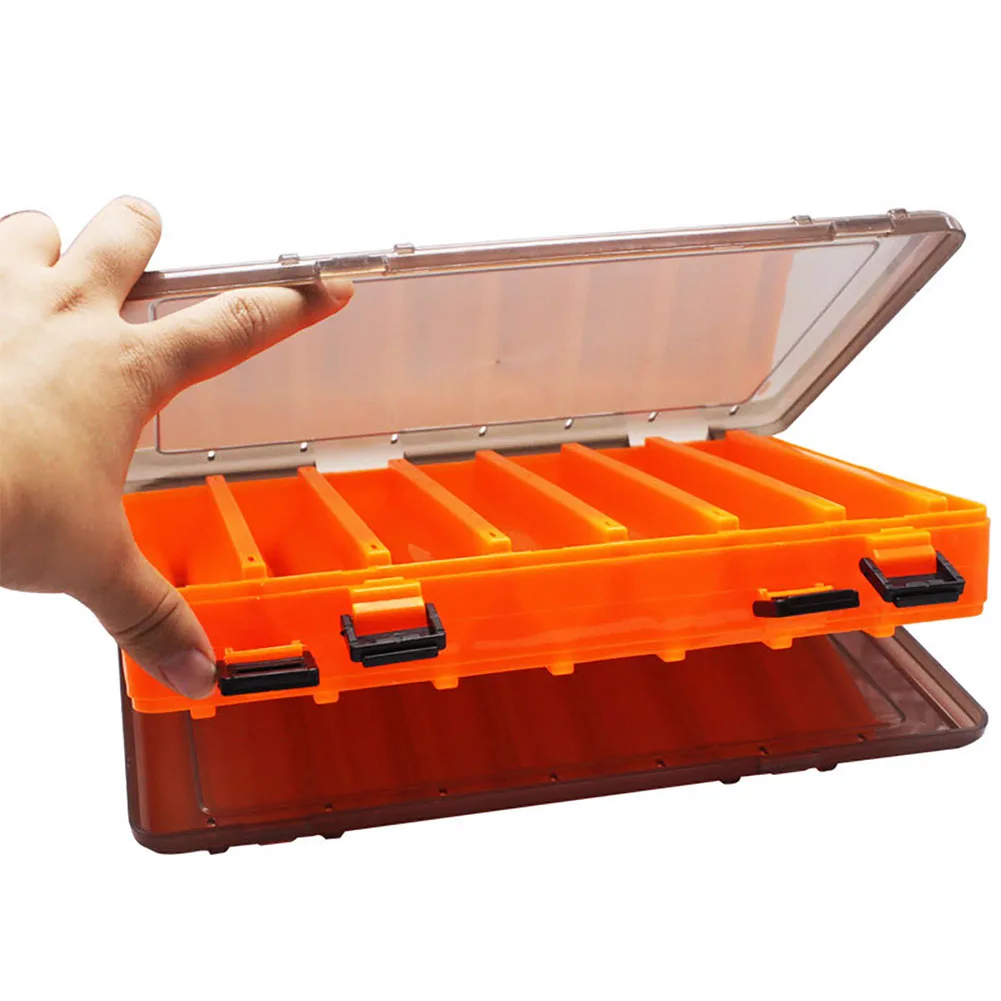 Caja de aparejos de pesca de doble cara, caja de plástico transparente para Señuelos de Pesca, 10 celdas/14 celdas, estuche organizador de aparejos de pesca - imagen 5