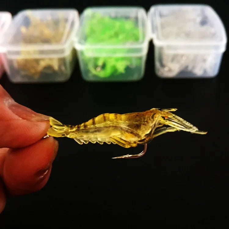 10 Uds. 3 uds. Señuelos para camarones, simulación de pesca, anzuelos luminosos para agua salada, señuelo Artificial para camarones blandos, gusanos, gambas - imagen 5