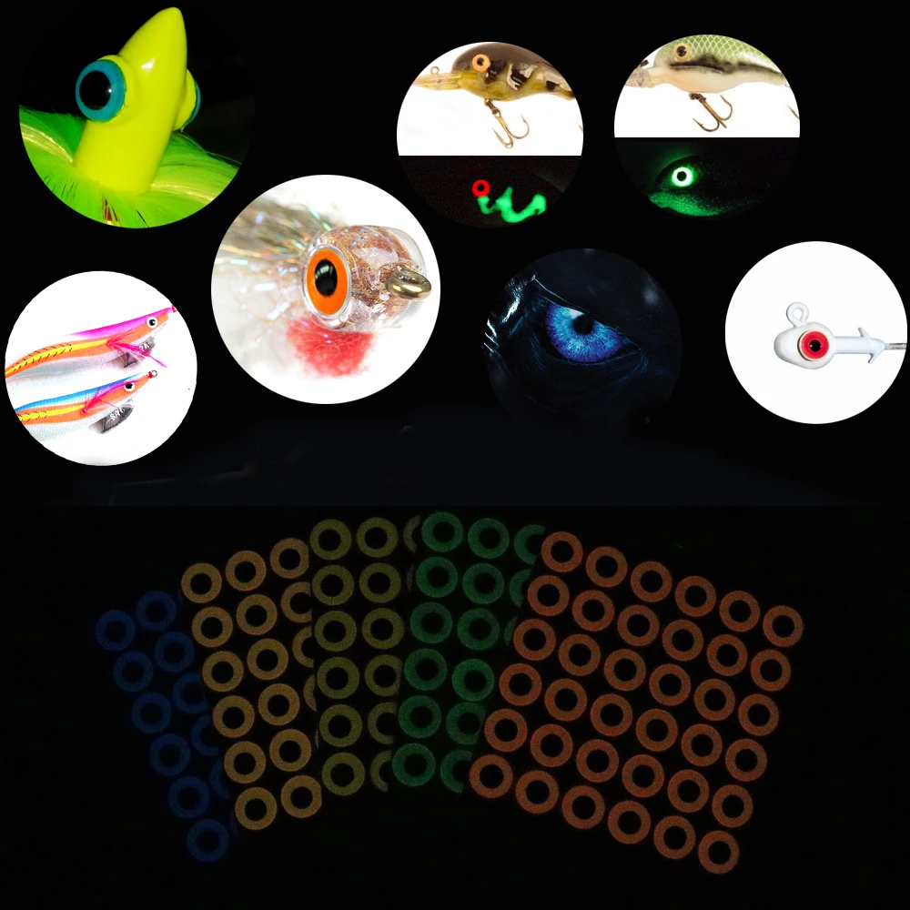 Wifreo 50 unids/pack que brilla en la oscuridad ojos de pez 3D línea de pesca luminosa ojos de señuelo pesca en el mar ojos de plantilla Material de atado de moscas - imagen 4