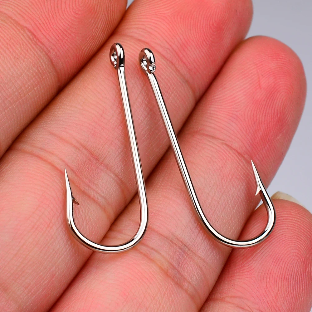 PROBEROS-anzuelo de pesca con púas, gancho de pesca con ojo de anillo de 100 piezas, acero al carbono, mango largo, equipo de pesca en el mar - imagen 5