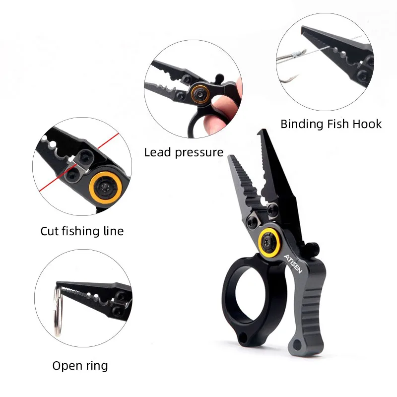 Alicates de pesca pequeños, tijeras de línea de PE de aleación de aluminio, señuelo para exteriores, Mini herramientas de pesca - imagen 4
