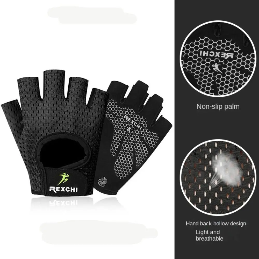 Guantes de medio dedo de silicona de verano, guantes de Yoga transpirables a prueba de sudor, guantes antideslizantes para deportes de Fitness y gimnasio, mujeres y hombres - imagen 5
