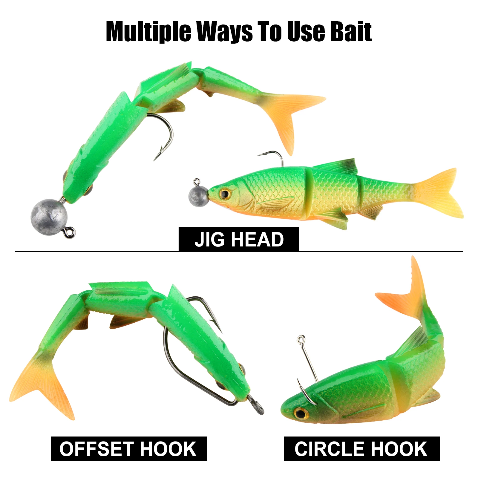 Spinpoler Swim Jerk cebo articulado 3 segmentado suave Swimbait señuelo de pesca 8cm 9cm 13cm Artificial Drop Shot Jig Bass perca aparejos - imagen 5