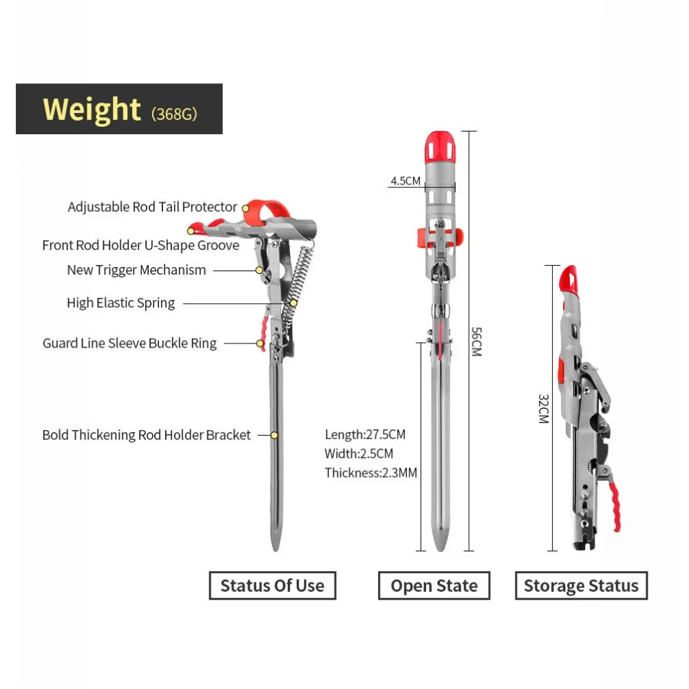 SANLIKE Soporte automático para caña de pescar Diseño plegable de acero inoxidable Sensibilidad ajustable Ligero para agua salada y agua dulce - imagen 2