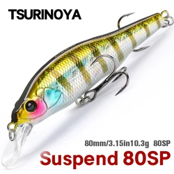 TSURINOYA 3,15 pulgadas Minnow señuelo de pesca suspendido 80SP Sabre 80mm 10,3g largo Castinig Shiner Shad Bass Pike cebos duros Jerkbait
