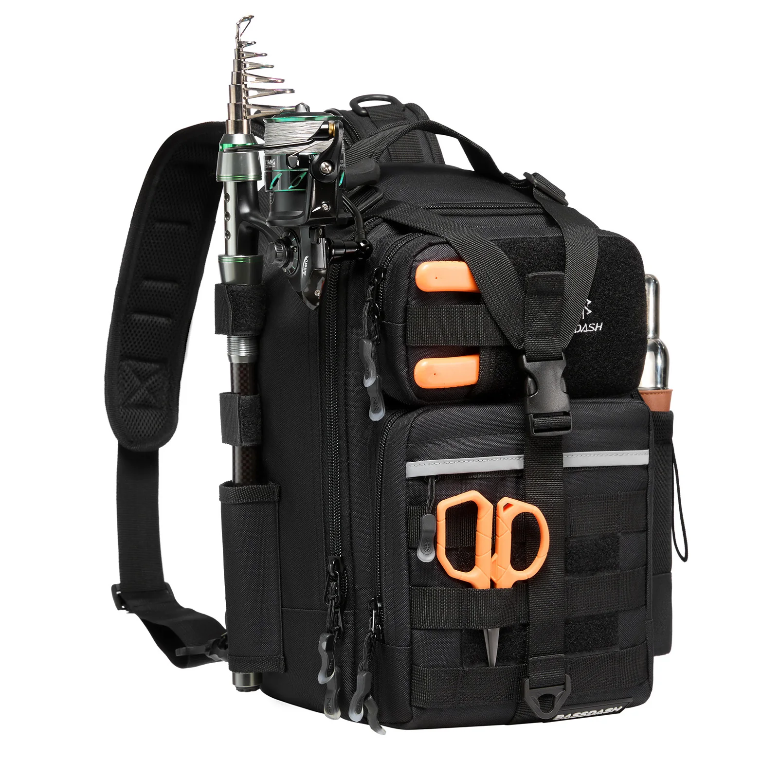 Mochila de pesca convertible BASSDASH FP07 – Impermeable soporte caña