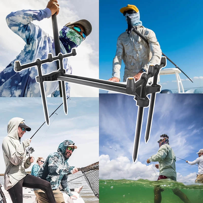 SFUN-Juego de cápsulas de caña de pescar de carpa retráctil ajustable, para 3 cañas de pescar, soporte plegable para caña de pescar con funda de transporte - imagen 5