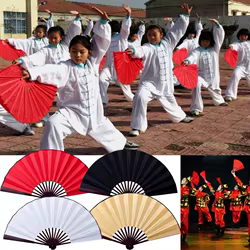 Abanico chino de Tai Chi de 28cm, multicolor, DIY, abanico para actuación de baile, cineserie de hueso de plástico, regalo, pintura de caligrafía Pan