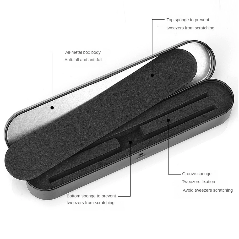 Caja de almacenamiento de pinzas para Injerto de pestañas, herramienta de almacenamiento de pinzas de hojalata Rectangular, esponja de doble capa, Multicolor, nuevo - imagen 4
