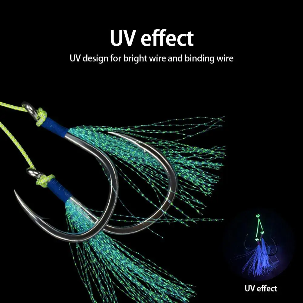 Anzuelos de pesca de 2 piezas con plumas de colores, accesorios para equipos de pesca - imagen 4