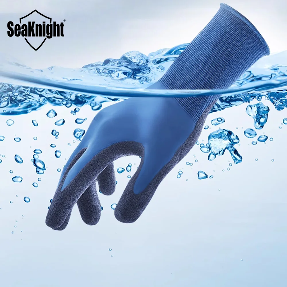 Nuevos guantes de pesca Seaknight, guantes de felpa totalmente impermeables, juego de guantes calientes para invierno y exteriores, aparejos de pesca impermeables de doble cara - imagen 2