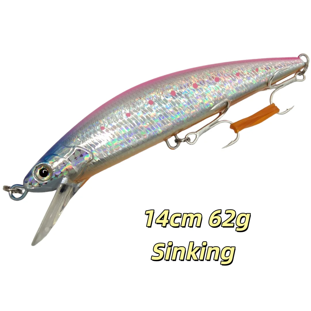 Swolfy 1 pieza 14cm 62g señuelo de Pesca hundimiento Minnow señuelo duro Pesca Wobbler Jerkbait Swimbait cebo para peces grandes objetivo - imagen 2