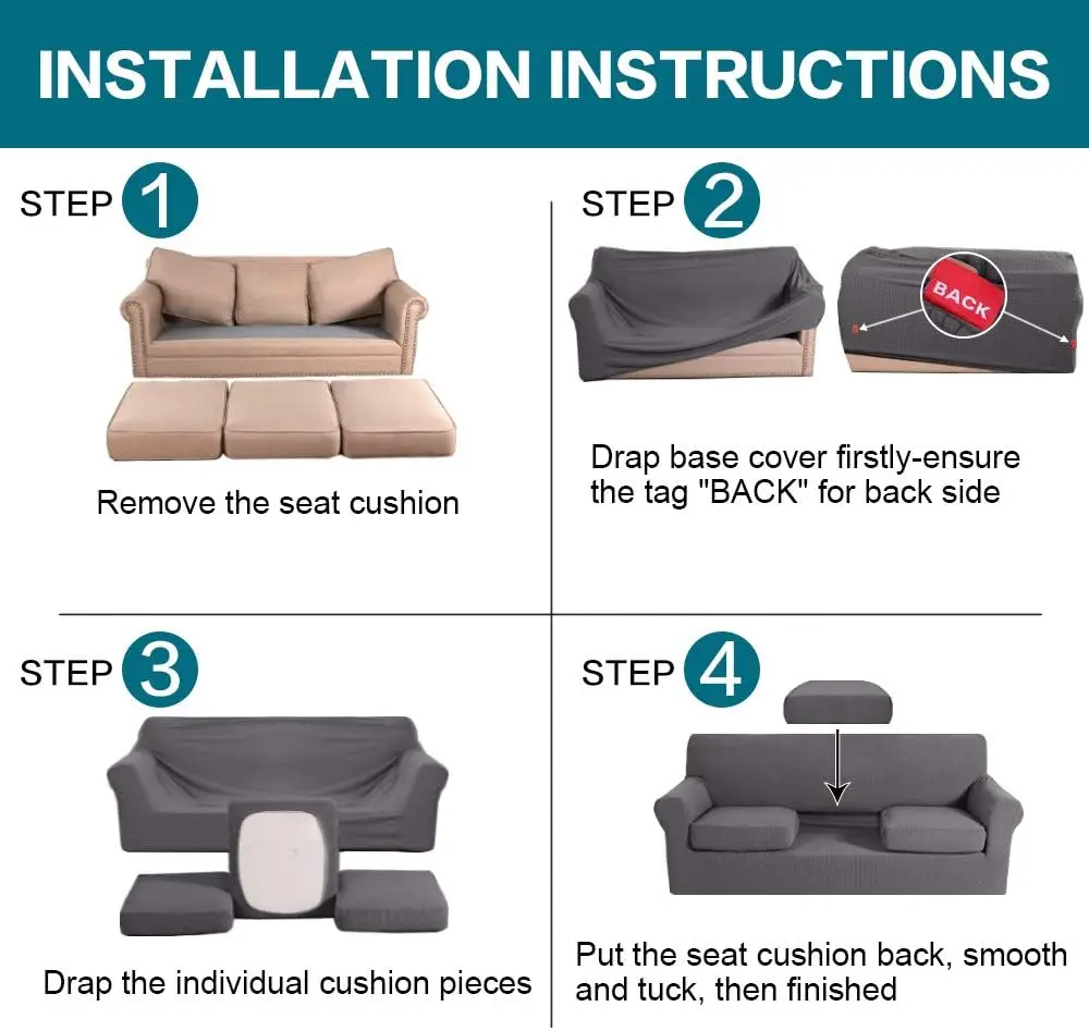 Jacquard Bankhoes Voor Woonkamer Pluche Bank Hoes Wasbare Bankhoes Meubelbeschermer Met Individuele Kussenhoezen - imagen 5