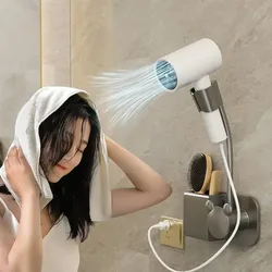 No es necesario perforar agujeros, sin necesidad de sujetar, soporte para secador de pelo, colgante de pared ajustable, sin manos, estante de almacenamiento Universal para conductos de aire
