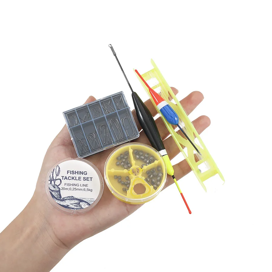 Juego de equipo de pesca, anzuelo de plomo, cebos, anzuelos, tabla de bobinado, accesorios de pesca, kit de flotador flotante - imagen 5