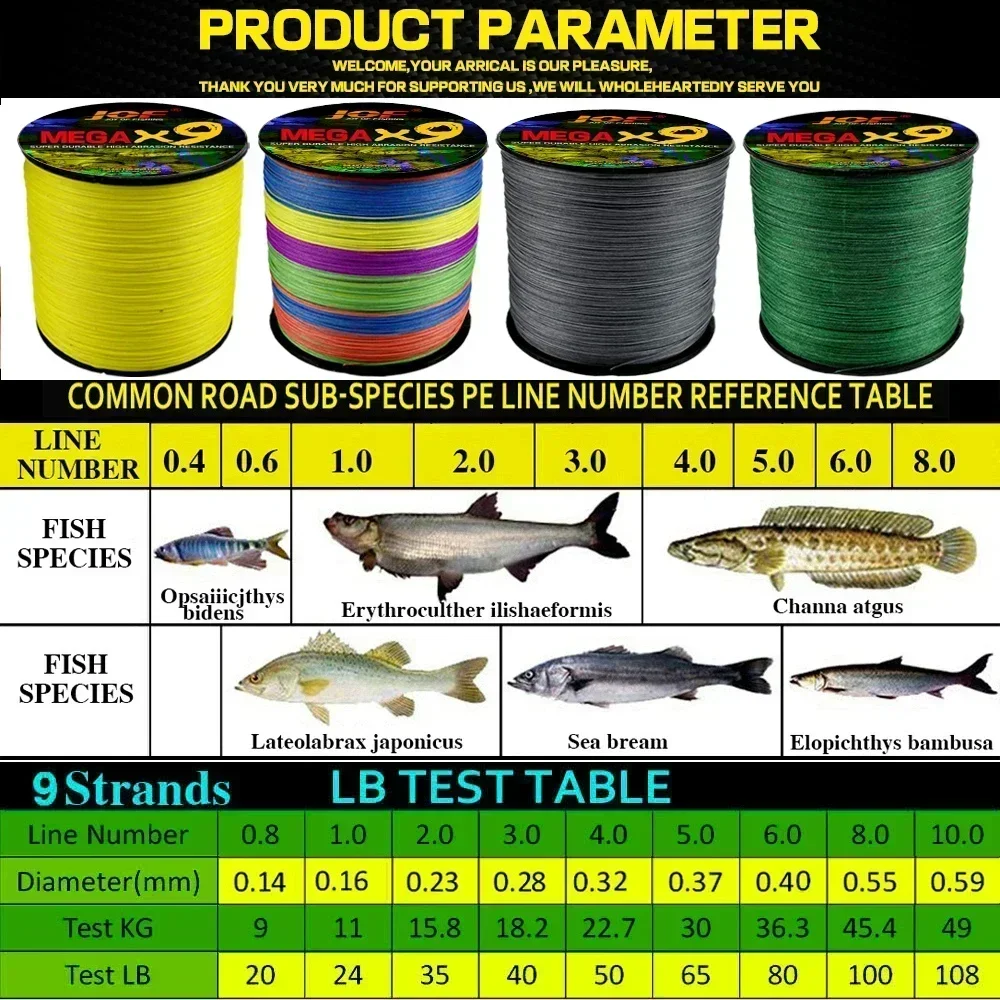 Línea de pesca de marca JOF 9 1000M multifilamento 100% tiro largo PE trenzado señuelo de pesca línea de PE trenzada suave y resistente al desgaste - imagen 4