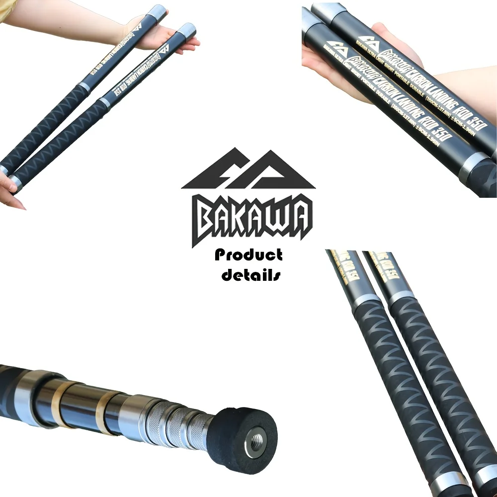 1 Juego de red portátil de fibra de carbono 350 + 40 red de pesca Bakawa de viaje retráctil duradera utilidad para deportes al aire libre - imagen 5