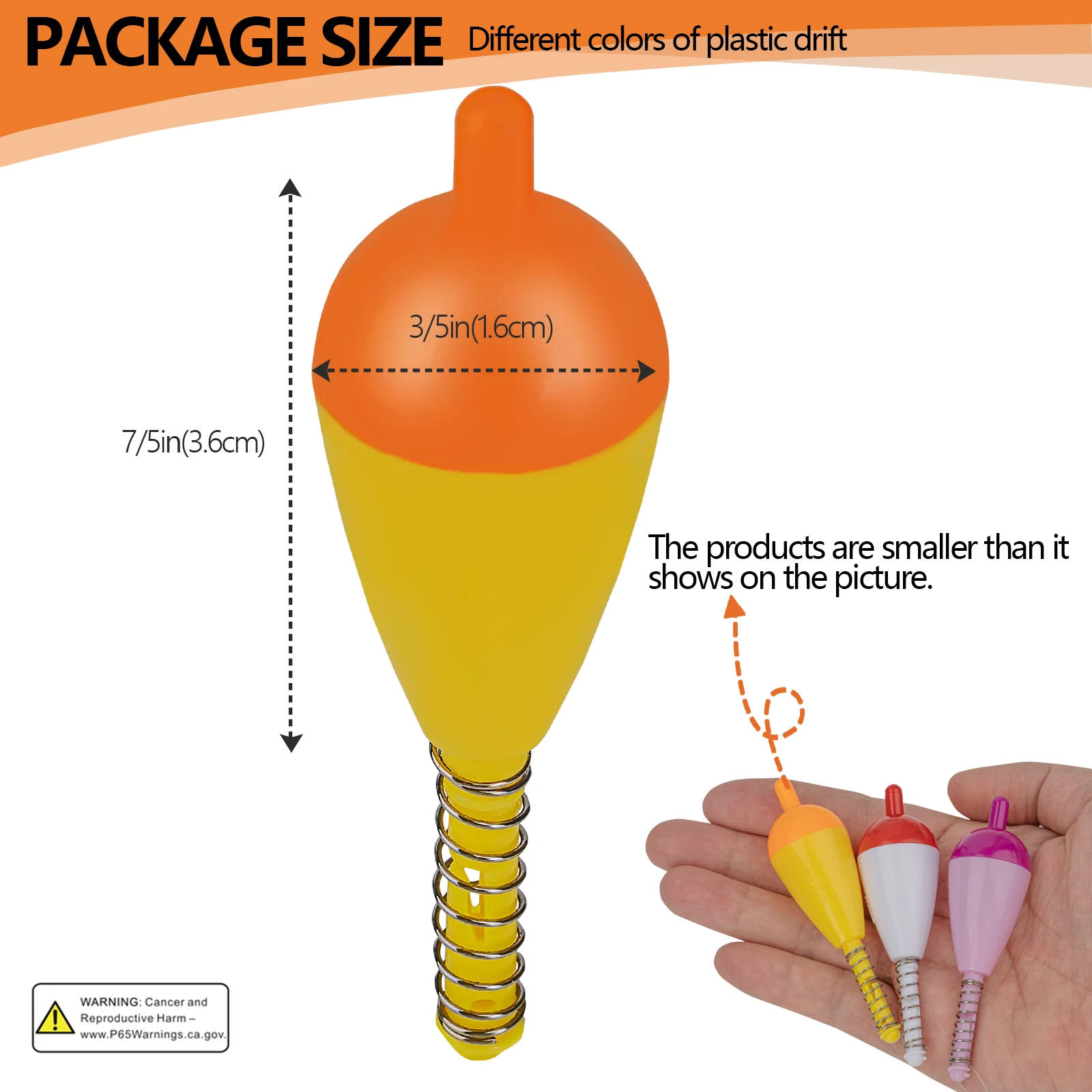 20 piezas flotadores de pesca, Kits de corcho antideslizantes, flotador de resorte de plástico de 3,5 pulgadas, boyas de pesca de agua dulce con forma ovalada - imagen 2