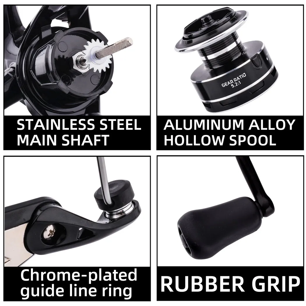 Rodamientos de bolas, carrete giratorio de arrastre máximo de 10KG, cuerpo de Metal duradero, carrete de pesca de agua dulce y salada - imagen 5