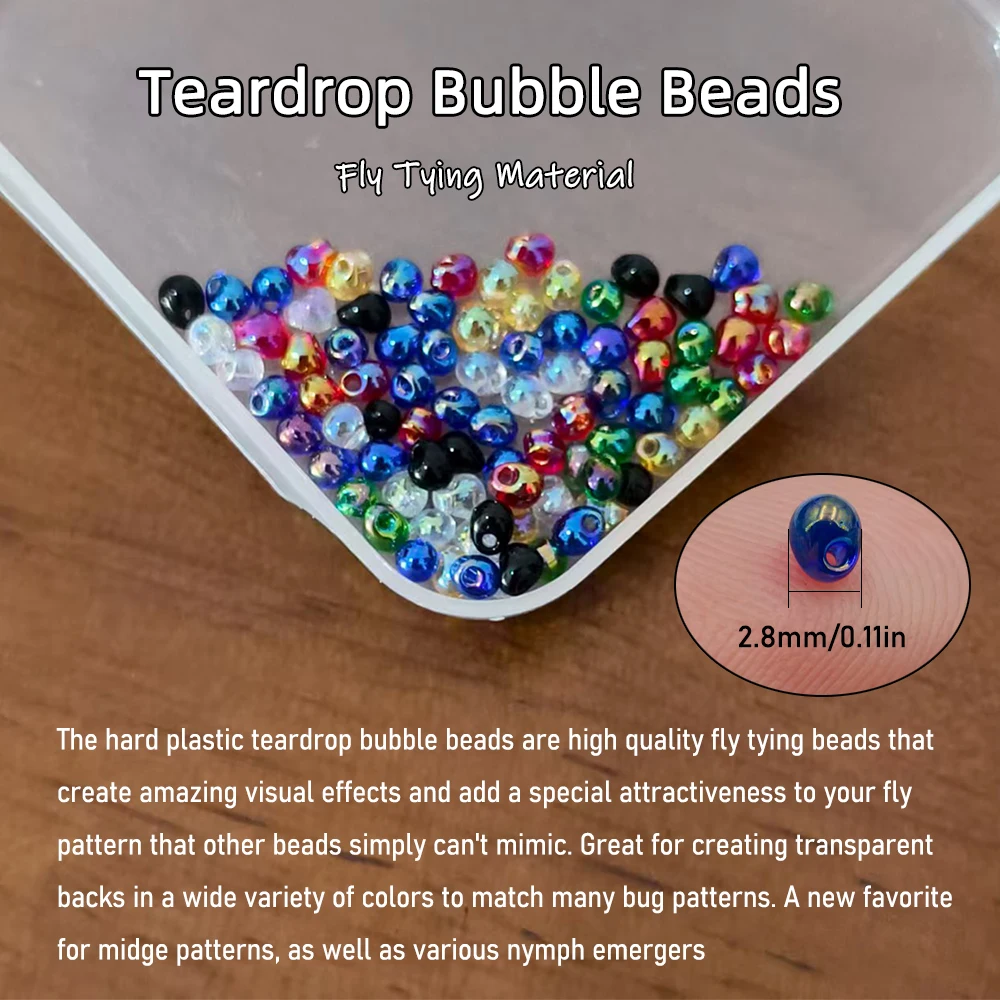 Wifreo 100 Uds 2,8mm cuentas con forma de burbuja Flash plástico ligero atado de moscas Material imita ojos de pez o la cabeza del señuelo de la ninfa - imagen 3