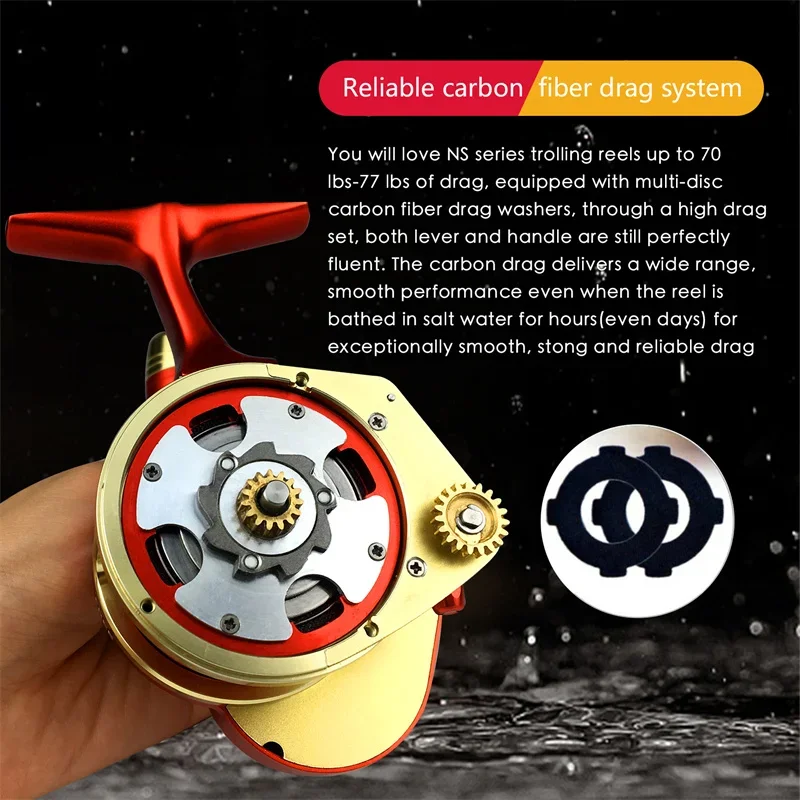 Aparejos Topline, carrete de Jigging lento con cabeza inferior de Metal, arrastre máximo de agua salada, 35kg, tambor de aguas profundas, carrete de pesca a curricán, anticorrosión - imagen 4