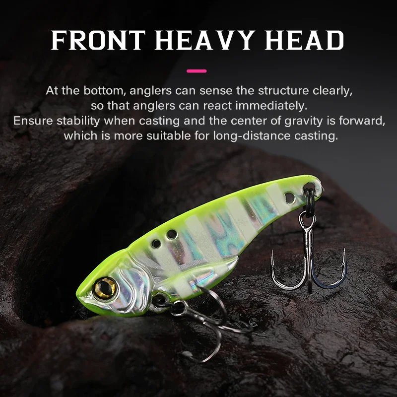 TSURINOYA ARES-A 5g 7g 10g 15g Metal VIB señuelo de pesca cebo Artificial con anzuelo triple doble agujero bajo centro de gravedad - imagen 4