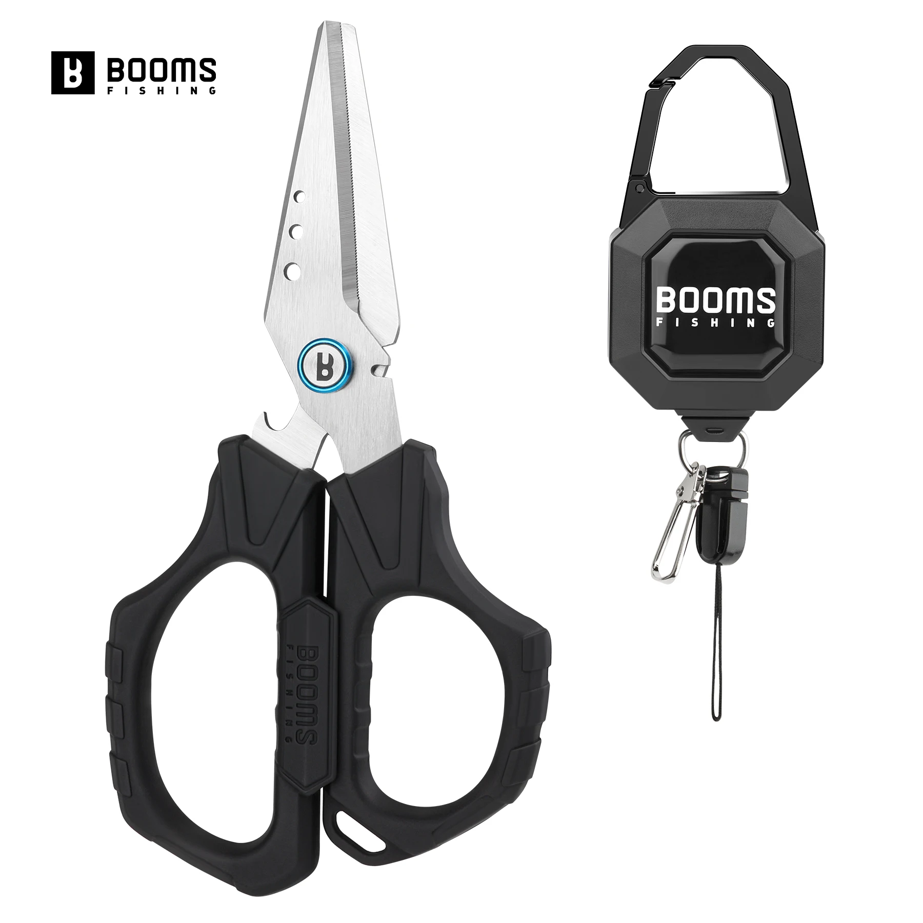 Booms Fishing S04 + RG4 tijeras de pesca con llavero retráctil conjunto multifuncional PE línea trenzada accesorios de herramientas de pesca de carpa