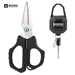 Booms Fishing S04 + RG4 tijeras de pesca con llavero retráctil conjunto multifuncional PE línea trenzada accesorios de herramientas de pesca de carpa