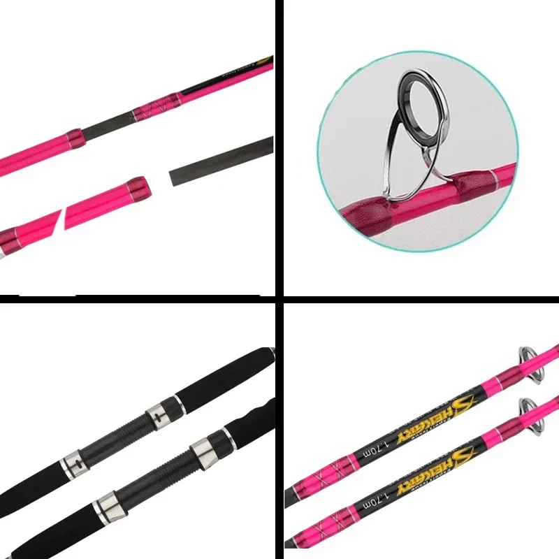 Caña de Jigging lenta superdura, 1,7 M, PE, 4-8, peso de señuelo 80-120G, 13kg, envío máximo, caña de pescar para barco, caña de pescar de aguas profundas en el océano - imagen 3