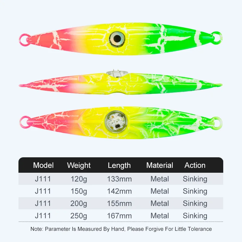 TEASER-señuelo de pesca J111, luz de ojo de pez integrada, lámpara de Metal duro, de 120g Jigbait, 150g, 200g, 250g - imagen 4