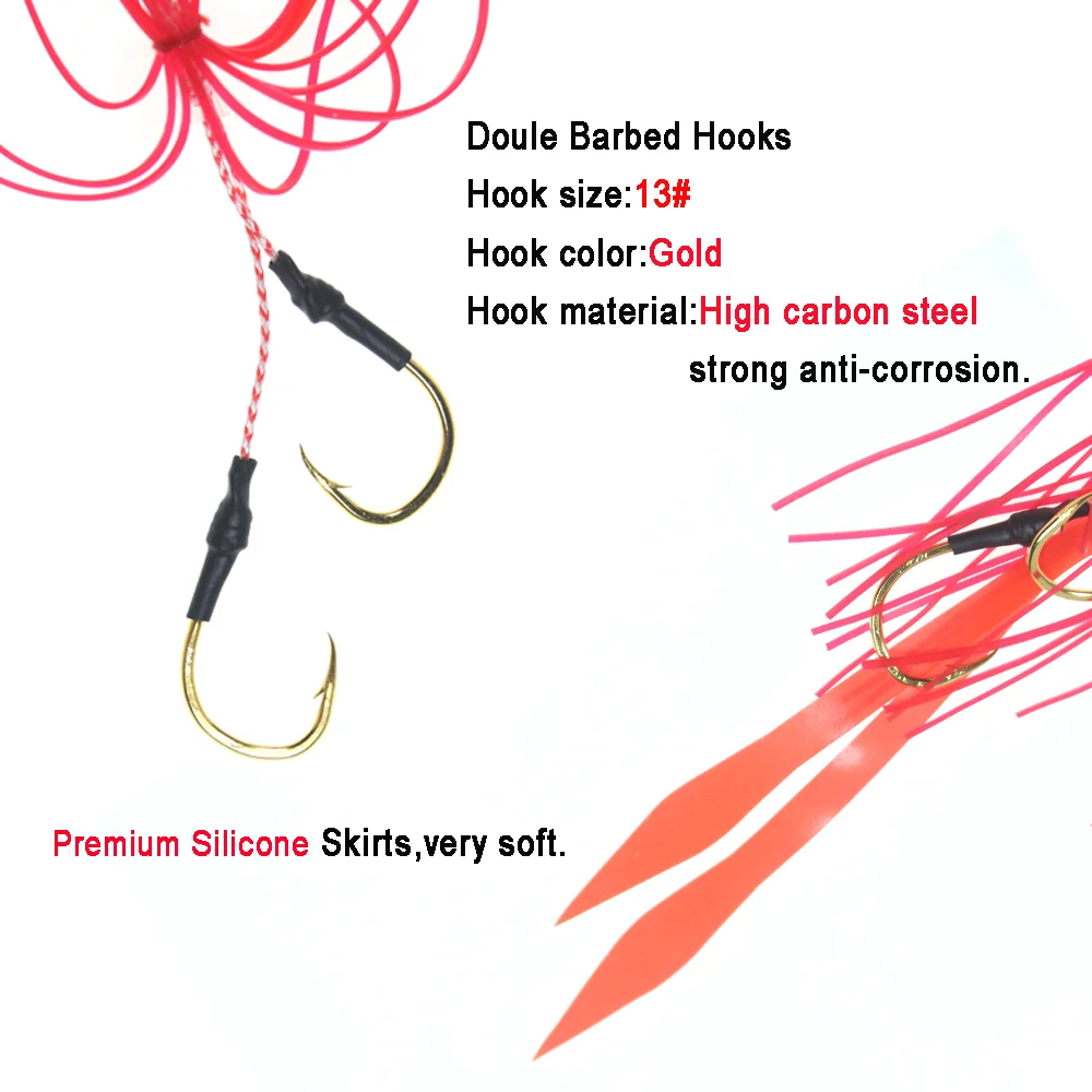 LIONRIVER-Conjunto de señuelo de remolque de pesca, conjunto de 8 piezas de falda de goma de silicona, anzuelo de plantilla, cebo de pulpo para agua salada - imagen 3