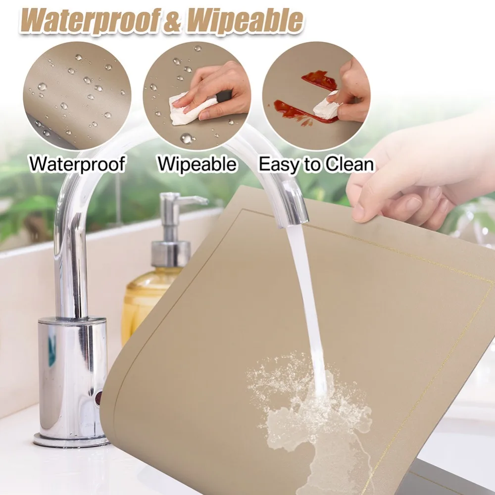 Juego de manteles individuales de piel sintética, tapetes rectangulares de PU resistentes al calor, impermeables, para vajilla de comedor de Navidad, 4/8 - imagen 5