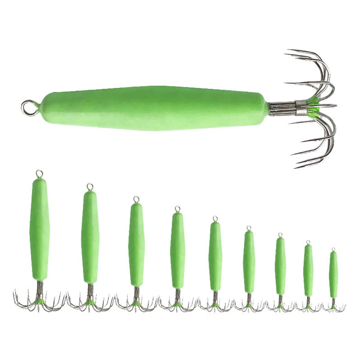 1 Uds. Gancho luminoso para anzuelo de calamar y sepia, 12g-96g, 12 agujas, plantillas brillantes de pulpo, cebo Artificial, señuelo duro para Turlutte, cebo para camarones