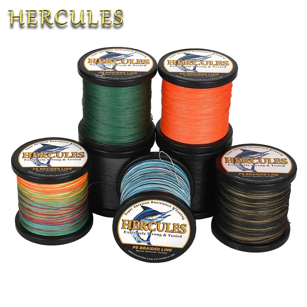 Hercules-sedal de pesca de 12 hebras, hilo trenzado de 500M, multifilamento, PE, 20/30/50/60/70/90/120LB, superfuerte, 0,12-1,2mm, suave