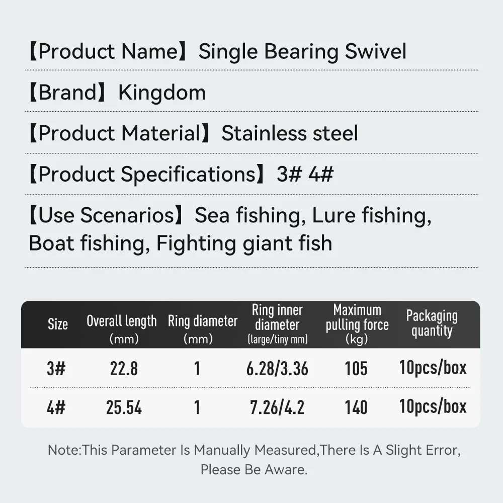 Kingdom 10 Uds. Anillo giratorio de un solo rodamiento de acero inoxidable conector giratorio anillo de soldadura accesorios de aparejos de pesca de mar - imagen 2