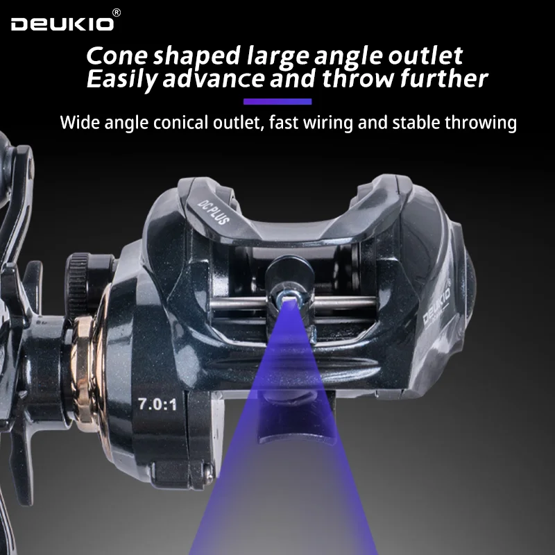 Carrete de pesca DEUKIO ultraligero Baitcasting 7,0:1 relación de engranaje agua salada agua dulce 5 + 1BB 8KG Baitcaster de potencia de arrastre con sonido Sou - imagen 5