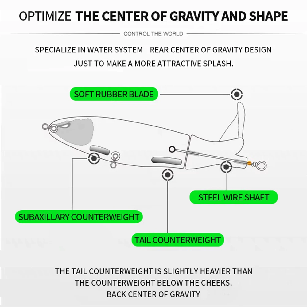 Señuelos de pesca flotantes, cebo giratorio Wobbler Topwater Whopper Plopper, cebo duro Artificial, Spinner de cola, Jerkbait LXJ103, 9cm, 14,2g - imagen 5