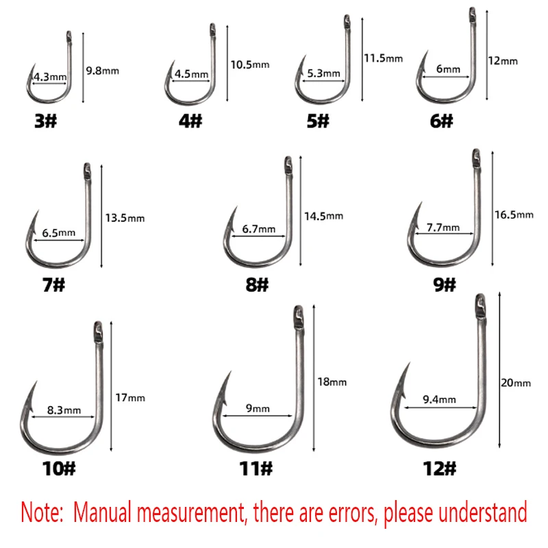 TAKEDO 3 # -12 #   Juego de anzuelos de pesca de carpa de acero rico en carbono, anzuelo de púas con bucle, anzuelo Guanfu para pesca de carpa - imagen 3